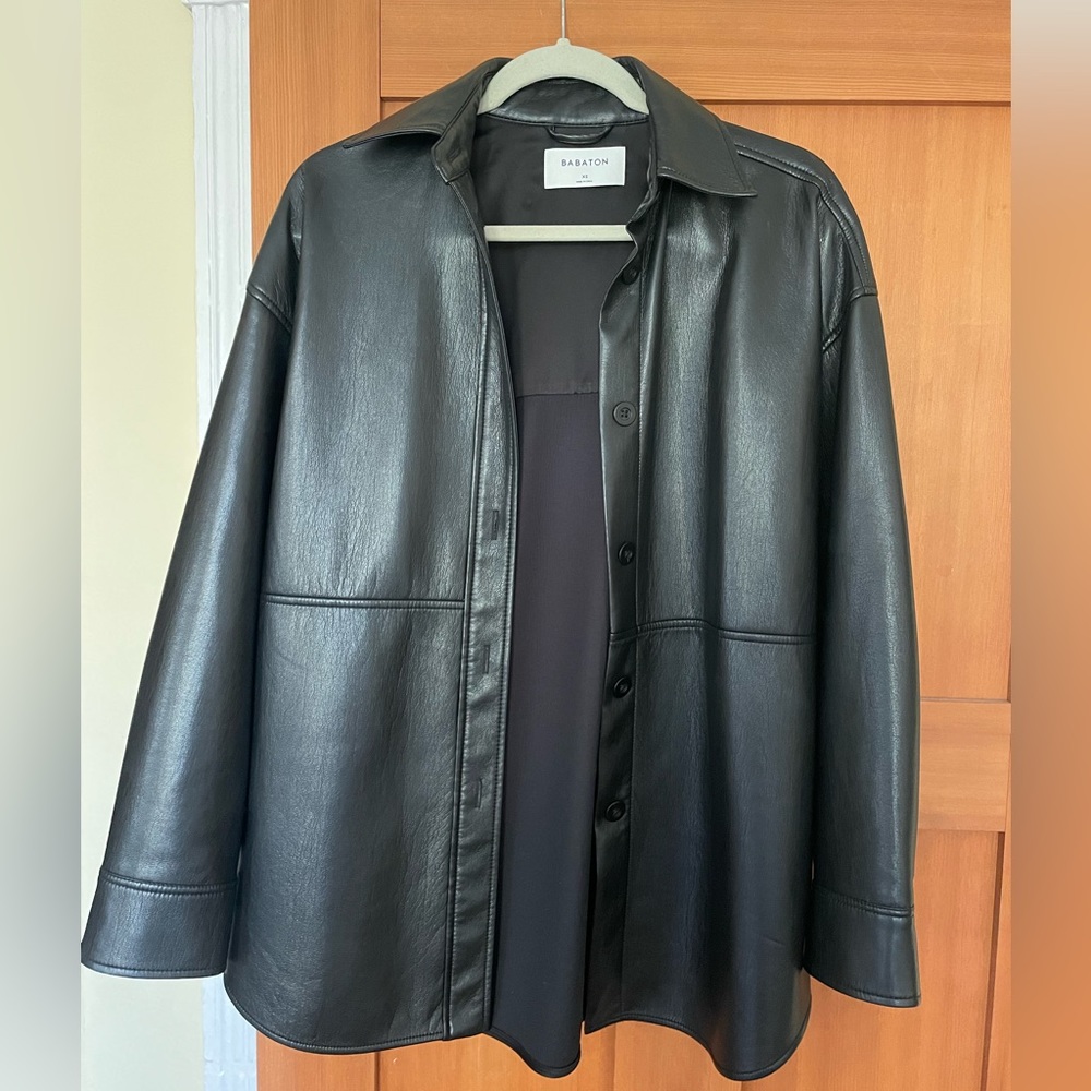 Aritzia Vegan Leather Shirt Jacket